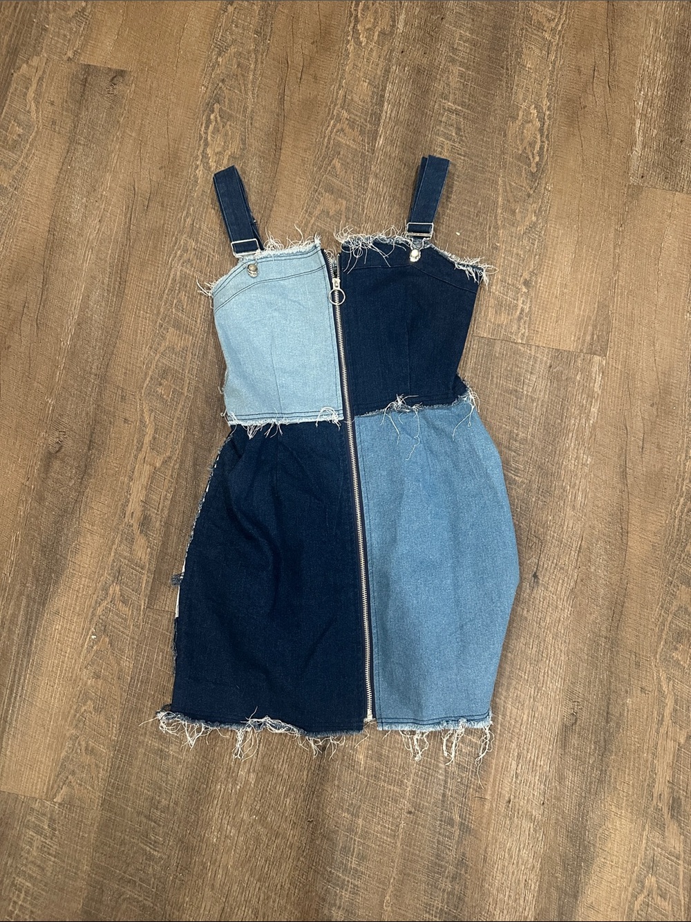Rue21 Two-Tone Dark & Light Blue Denim Mini Dress